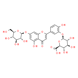 ChemSpider 2D Image | 5-[7-(beta-D-Glucopyranosyloxy)-5-hydroxy-4-oxo-4H-chromen-2-yl]-2-hydroxyphenyl beta-D-glucopyranosiduronic acid | C27H28O17