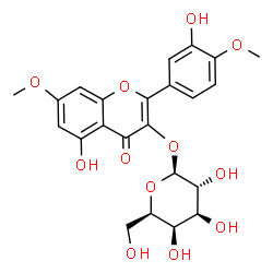 ChemSpider 2D Image | 5-Hydroxy-2-(3-hydroxy-4-methoxyphenyl)-7-methoxy-4-oxo-4H-chromen-3-yl beta-D-galactopyranoside | C23H24O12