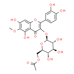 ChemSpider 2D Image | 2-(3,4-Dihydroxyphenyl)-5,7-dihydroxy-6-methoxy-4-oxo-4H-chromen-3-yl 6-O-acetyl-beta-D-glucopyranoside | C24H24O14