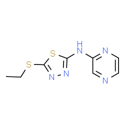 ChemSpider 2D Image | N-[5-(Ethylsulfanyl)-1,3,4-thiadiazol-2-yl]-2-pyrazinamine | C8H9N5S2