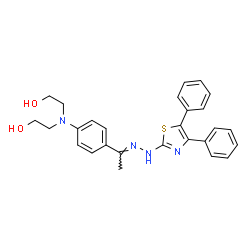 ChemSpider 2D Image | 2,2'-({4-[(1E)-N-(4,5-Diphenyl-1,3-thiazol-2-yl)ethanehydrazonoyl]phenyl}imino)diethanol | C27H28N4O2S