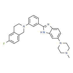 ChemSpider 2D Image | 6-Fluoro-2-{3-[6-(4-methyl-1-piperazinyl)-1H-benzimidazol-2-yl]phenyl}-1,2,3,4-tetrahydroisoquinoline | C27H28FN5