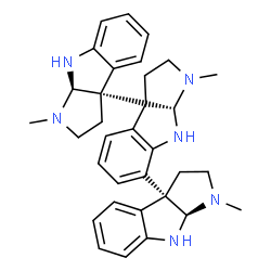 ChemSpider 2D Image | (3aR,3a'S,3a''R,8aR,8a'S,8a''R)-1,1',1''-Trimethyl-2,2',2'',3,3',3'',8,8',8'',8a,8a',8a''-dodecahydro-1H,1'H,1''H-3a,3a':7',3a''-terpyrrolo[2,3-b]indole | C33H38N6