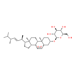 ChemSpider 2D Image | (1R,2R,5R,6R,9R,10R,13S,15S)-5-[(2R,3E,5R)-5,6-Dimethyl-3-hepten-2-yl]-6,10-dimethyl-16,17-dioxapentacyclo[13.2.2.0~1,9~.0~2,6~.0~10,15~]nonadec-18-en-13-yl beta-D-glucopyranoside | C34H54O8