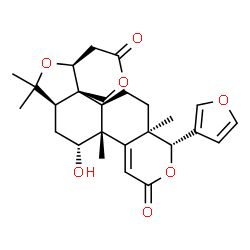 ChemSpider 2D Image | (1R,4bR,5R,6aR,8aS,12aR,12bS,14aR)-1-(3-Furyl)-5-hydroxy-4b,7,7,14a-tetramethyl-1,4b,5,6,6a,7,8a,9,12b,13,14,14a-dodecahydro-3H,10H-pyrano[4',3':3,3a][2]benzofuro[5,4-f]isochromene-3,10-dione | C26H32O7