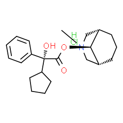ChemSpider 2D Image | (9-anti)-3-Methyl-3-azabicyclo[3.3.1]non-9-yl (2R)-cyclopentyl(hydroxy)phenylacetate hydrochloride (1:1) | C22H32ClNO3