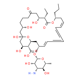 ChemSpider 2D Image | (1R,3S,9R,10S,13R,15Z,21E,23R,25S,26R,27S)-23-[(3-Amino-3,6-dideoxy-beta-D-mannopyranosyl)oxy]-10-ethyl-1,3,9,27-tetrahydroxy-7,11-dioxo-13-propyl-12,29-dioxabicyclo[23.3.1]nonacosa-15,17,19,21-tetrae
ne-26-carboxylic acid | C39H61NO14