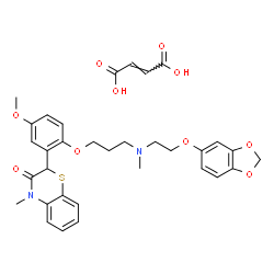 ChemSpider 2D Image | 2-[2-(3-{[2-(1,3-Benzodioxol-5-yloxy)ethyl](methyl)amino}propoxy)-5-methoxyphenyl]-4-methyl-2H-1,4-benzothiazin-3(4H)-one (2E)-2-butenedioate (1:1) | C33H36N2O10S