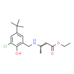 ChemSpider 2D Image | Ethyl (2E)-3-{[3-chloro-2-hydroxy-5-(2-methyl-2-propanyl)benzyl]amino}-2-butenoate | C17H24ClNO3