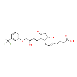 ChemSpider 2D Image | (5E)-7-(5-Hydroxy-2-{(1E)-3-hydroxy-4-[3-(trifluoromethyl)phenoxy]-1-buten-1-yl}-3-oxocyclopentyl)-5-heptenoic acid | C23H27F3O6