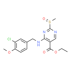 ChemSpider 2D Image | Ethyl 4-((3-chloro-4-methoxybenzyl)amino)-2-(methylsulfinyl)pyrimidine-5-carboxylate | C16H18ClN3O4S