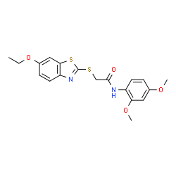ChemSpider 2D Image | N-(2,4-Dimethoxyphenyl)-2-[(6-ethoxy-1,3-benzothiazol-2-yl)sulfanyl]acetamide | C19H20N2O4S2