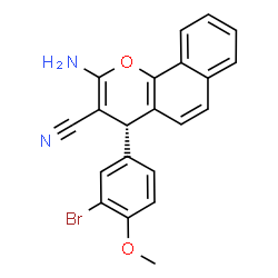 ChemSpider 2D Image | (4S)-2-Amino-4-(3-bromo-4-methoxyphenyl)-4H-benzo[h]chromene-3-carbonitrile | C21H15BrN2O2