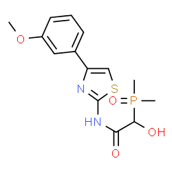 ChemSpider 2D Image | 2-(Dimethylphosphoryl)-2-hydroxy-N-[4-(3-methoxyphenyl)-1,3-thiazol-2-yl]acetamide | C14H17N2O4PS