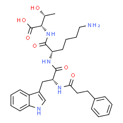 ChemSpider 2D Image | N-(3-Phenylpropanoyl)-D-tryptophyl-L-lysyl-L-threonine | C30H39N5O6