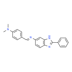 ChemSpider 2D Image | N,N-Dimethyl-4-{(E)-[(2-phenyl-1H-benzimidazol-6-yl)imino]methyl}aniline | C22H20N4
