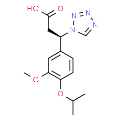 ChemSpider 2D Image | (3R)-3-(4-Isopropoxy-3-methoxyphenyl)-3-(1H-tetrazol-1-yl)propanoic acid | C14H18N4O4