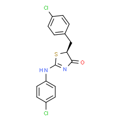 ChemSpider 2D Image | (5S)-5-(4-Chlorobenzyl)-2-[(4-chlorophenyl)amino]-1,3-thiazol-4(5H)-one | C16H12Cl2N2OS