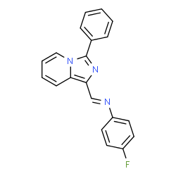 ChemSpider 2D Image | 4-Fluoro-N-[(E)-(3-phenylimidazo[1,5-a]pyridin-1-yl)methylene]aniline | C20H14FN3