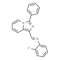 ChemSpider 2D Image | 2-Fluoro-N-[(E)-(3-phenylimidazo[1,5-a]pyridin-1-yl)methylene]aniline | C20H14FN3