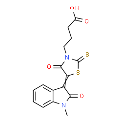 ChemSpider 2D Image | 4-[5-(1-Methyl-2-oxo-1,2-dihydro-3H-indol-3-ylidene)-4-oxo-2-thioxo-1,3-thiazolidin-3-yl]butanoic acid | C16H14N2O4S2