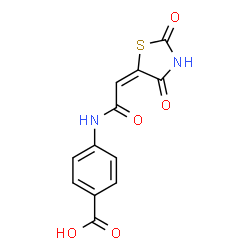ChemSpider 2D Image | 4-{[(2E)-2-(2,4-Dioxo-1,3-thiazolidin-5-ylidene)acetyl]amino}benzoic acid | C12H8N2O5S