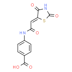 ChemSpider 2D Image | 4-{[(2Z)-2-(2,4-Dioxo-1,3-thiazolidin-5-ylidene)acetyl]amino}benzoic acid | C12H8N2O5S