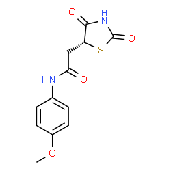 ChemSpider 2D Image | 2-[(5R)-2,4-Dioxo-1,3-thiazolidin-5-yl]-N-(4-methoxyphenyl)acetamide | C12H12N2O4S