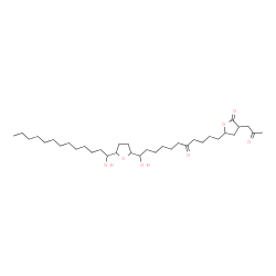 ChemSpider 2D Image | 5-{11-Hydroxy-11-[5-(1-hydroxytridecyl)tetrahydro-2-furanyl]-5-oxoundecyl}-3-(2-oxopropyl)dihydro-2(3H)-furanone | C35H62O7