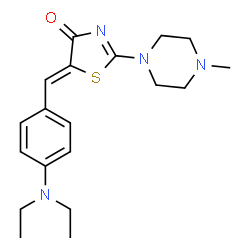 ChemSpider 2D Image | (5Z)-5-[4-(Diethylamino)benzylidene]-2-(4-methyl-1-piperazinyl)-1,3-thiazol-4(5H)-one | C19H26N4OS
