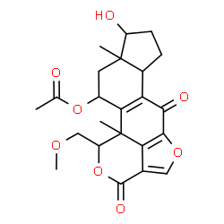 ChemSpider 2D Image | 9-Hydroxy-1-(methoxymethyl)-9a,11b-dimethyl-3,6-dioxo-1,6,6b,7,8,9,9a,10,11,11b-decahydro-3H-furo[4,3,2-de]indeno[4,5-h]isochromen-11-yl acetate | C23H26O8