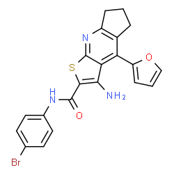 ChemSpider 2D Image | 3-Amino-N-(4-bromophenyl)-4-(2-furyl)-6,7-dihydro-5H-cyclopenta[b]thieno[3,2-e]pyridine-2-carboxamide | C21H16BrN3O2S