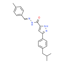ChemSpider 2D Image | 3-(4-Isobutylphenyl)-N'-(4-methylbenzylidene)-1H-pyrazole-5-carbohydrazide | C22H24N4O