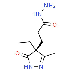 ChemSpider 2D Image | 3-[(4S)-4-Ethyl-3-methyl-5-oxo-4,5-dihydro-1H-pyrazol-4-yl]propanehydrazide | C9H16N4O2