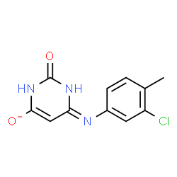 ChemSpider 2D Image | (6Z)-6-[(3-Chloro-4-methylphenyl)imino]-2-oxo-1,2,3,6-tetrahydro-4-pyrimidinolate | C11H9ClN3O2