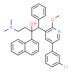 ChemSpider 2D Image | 1-[5-(3-Chlorophenyl)-2-methoxy-3-pyridinyl]-4-(dimethylamino)-2-(1-naphthyl)-1-phenyl-2-butanol | C34H33ClN2O2