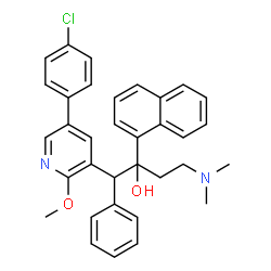 ChemSpider 2D Image | 1-[5-(4-Chlorophenyl)-2-methoxy-3-pyridinyl]-4-(dimethylamino)-2-(1-naphthyl)-1-phenyl-2-butanol | C34H33ClN2O2