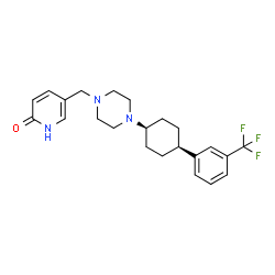 ChemSpider 2D Image | 5-[(4-{cis-4-[3-(Trifluoromethyl)phenyl]cyclohexyl}-1-piperazinyl)methyl]-2(1H)-pyridinone | C23H28F3N3O