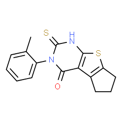 ChemSpider 2D Image | 6-Mercapto-5-o-tolyl-1,2,3,5-tetrahydro-8-thia-5,7-diaza-cyclopenta[a]inden-4-one | C16H14N2OS2