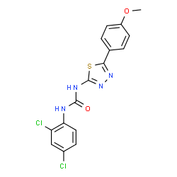 ChemSpider 2D Image | 1-(2,4-Dichlorophenyl)-3-[5-(4-methoxyphenyl)-1,3,4-thiadiazol-2-yl]urea | C16H12Cl2N4O2S