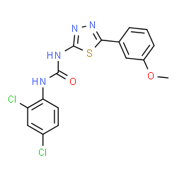 ChemSpider 2D Image | 1-(2,4-Dichlorophenyl)-3-[5-(3-methoxyphenyl)-1,3,4-thiadiazol-2-yl]urea | C16H12Cl2N4O2S