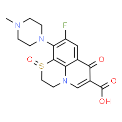 ChemSpider 2D Image | 9-Fluoro-10-(4-methyl-1-piperazinyl)-7-oxo-2,3-dihydro-7H-[1,4]thiazino[2,3,4-ij]quinoline-6-carboxylic acid 1-oxide | C17H18FN3O4S