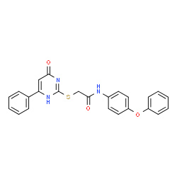 ChemSpider 2D Image | acetamide, 2-[(1,6-dihydro-6-oxo-4-phenyl-2-pyrimidinyl)thio]-N-(4-phenoxyphenyl)- | C24H19N3O3S