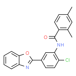 ChemSpider 2D Image | N-[5-(1,3-Benzoxazol-2-yl)-2-chlorophenyl]-2,4-dimethylbenzamide | C22H17ClN2O2