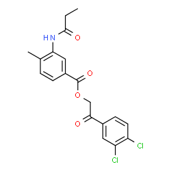 ChemSpider 2D Image | 2-(3,4-Dichlorophenyl)-2-oxoethyl 4-methyl-3-(propionylamino)benzoate | C19H17Cl2NO4