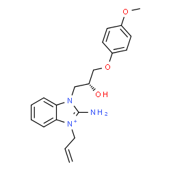 ChemSpider 2D Image | 3-Allyl-2-amino-1-[(2R)-2-hydroxy-3-(4-methoxyphenoxy)propyl]-1H-3,1-benzimidazol-3-ium | C20H24N3O3