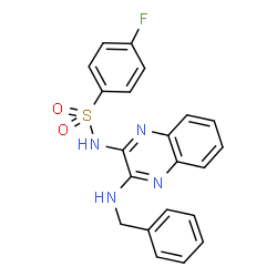 ChemSpider 2D Image | N-[3-(Benzylamino)-2-quinoxalinyl]-4-fluorobenzenesulfonamide | C21H17FN4O2S