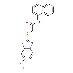 ChemSpider 2D Image | 2-[(5-Methoxy-1H-benzimidazol-2-yl)sulfanyl]-N-(1-naphthyl)acetamide | C20H17N3O2S