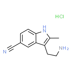 ChemSpider 2D Image | 3-(2-Aminoethyl)-2-methyl-1H-indole-5-carbonitrile hydrochloride (1:1) | C12H14ClN3