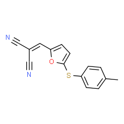 ChemSpider 2D Image | ({5-[(4-Methylphenyl)sulfanyl]-2-furyl}methylene)malononitrile | C15H10N2OS